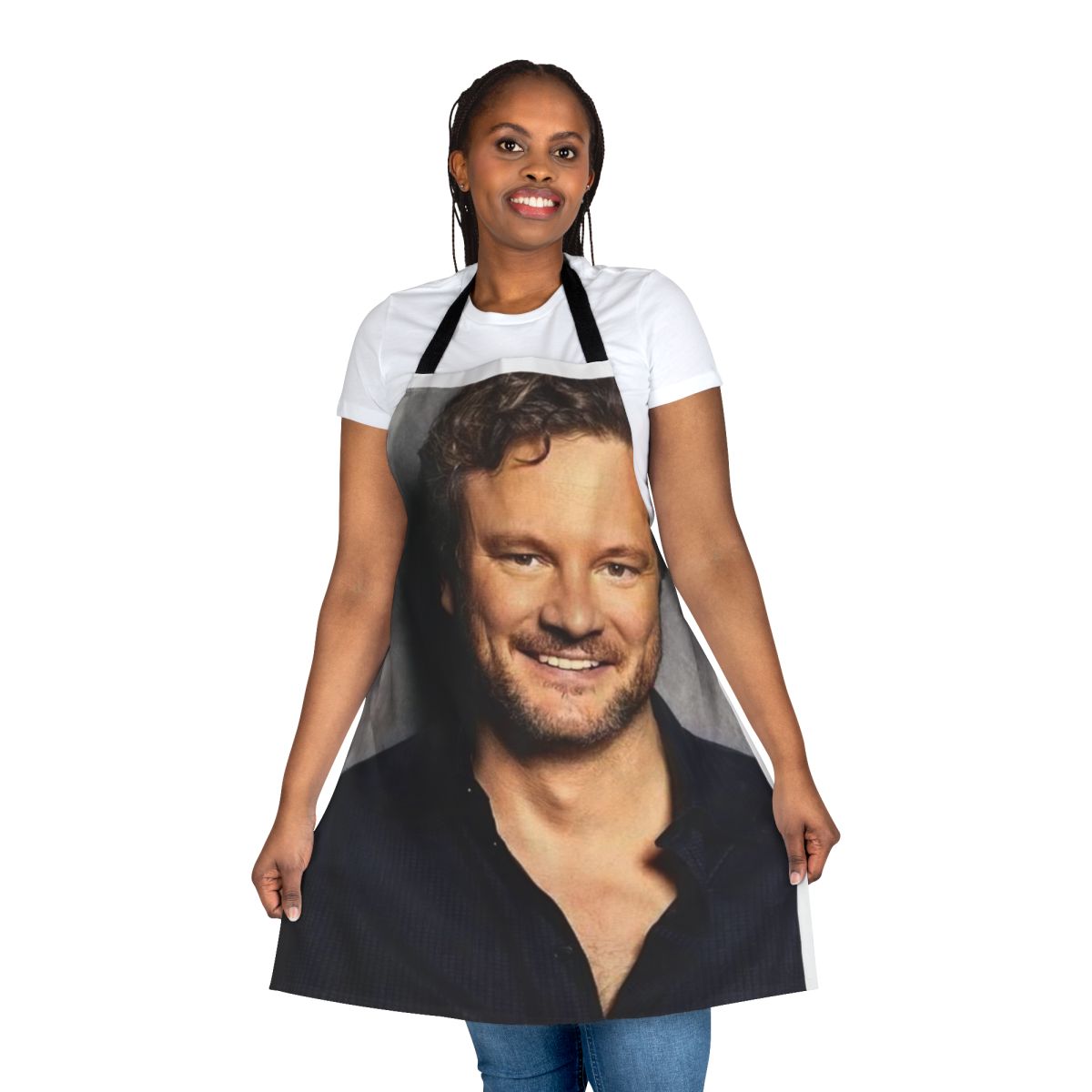 Stylish apron featuring a portrait of the handsome British actor Colin Firth