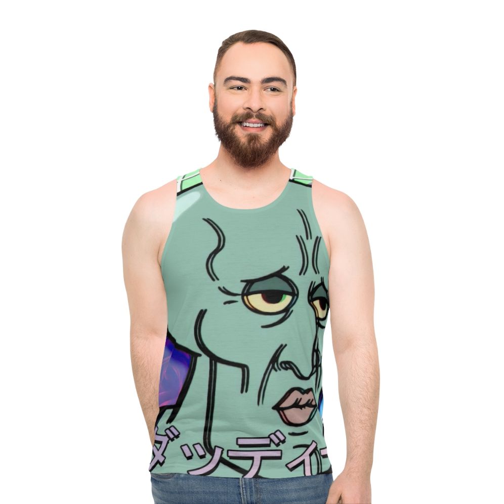 Handsome Squidward Vaporwave Aesthetic Unisex Tank Top