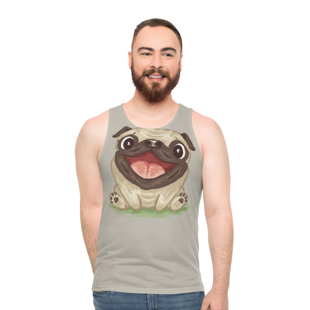 Happy Pug Unisex Tank Top
