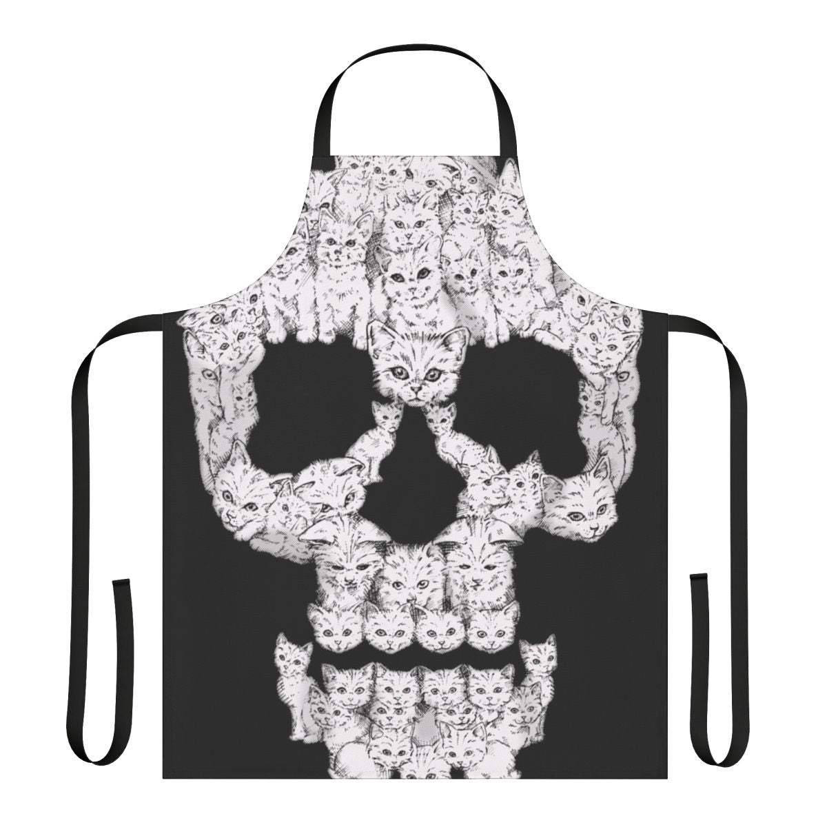 Harebrained Skull Apron with Graphic Kitten Design