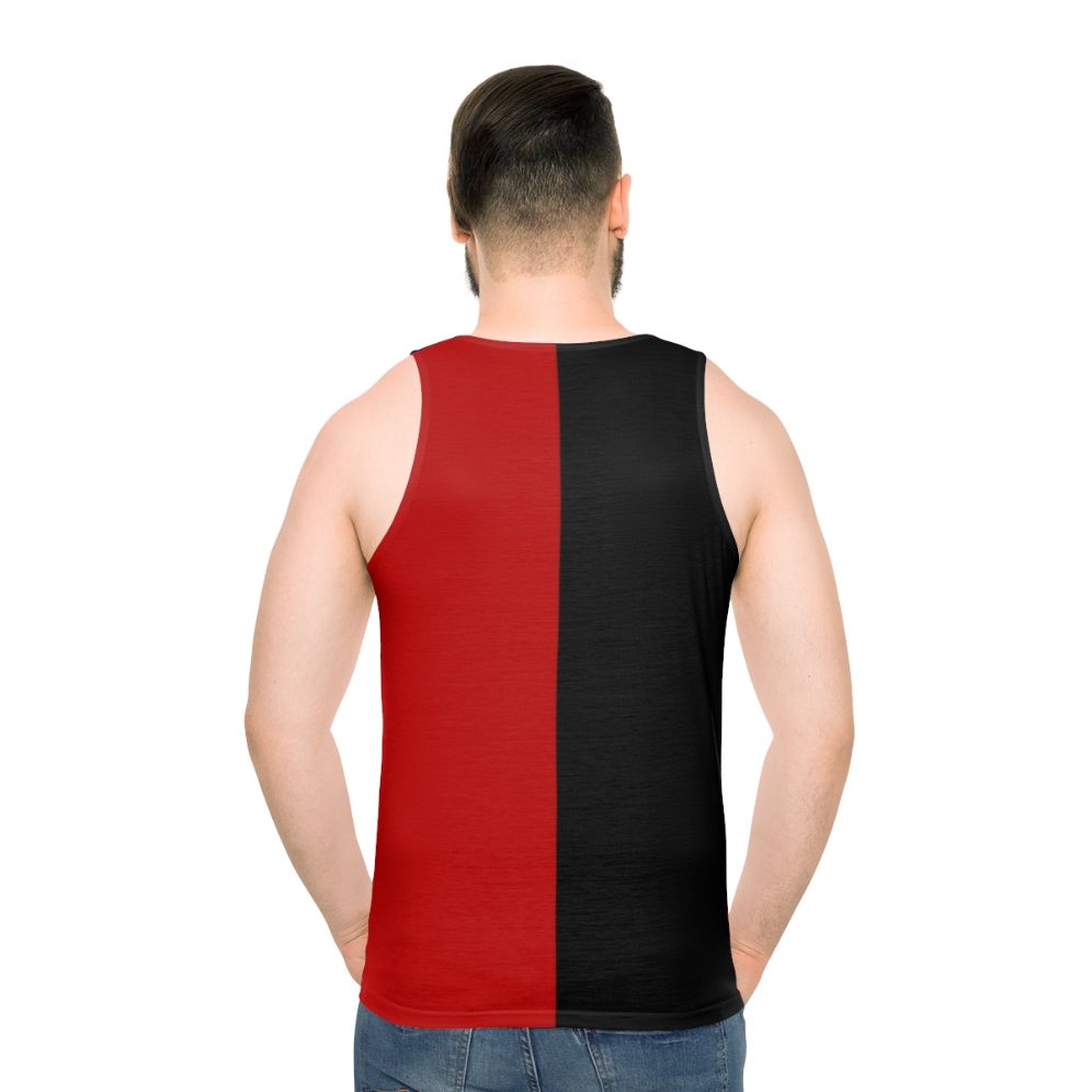 Harlequin two-tone black and red unisex tank top