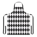 Harlequin diamond pattern apron in black and white