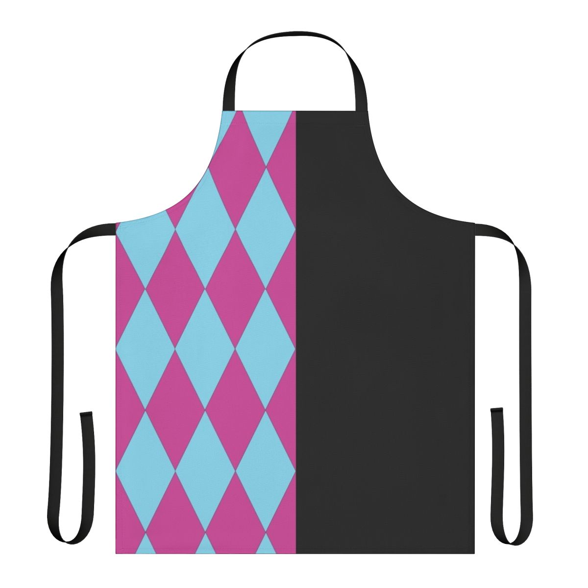 Harlequin-themed apron with Laughing God design