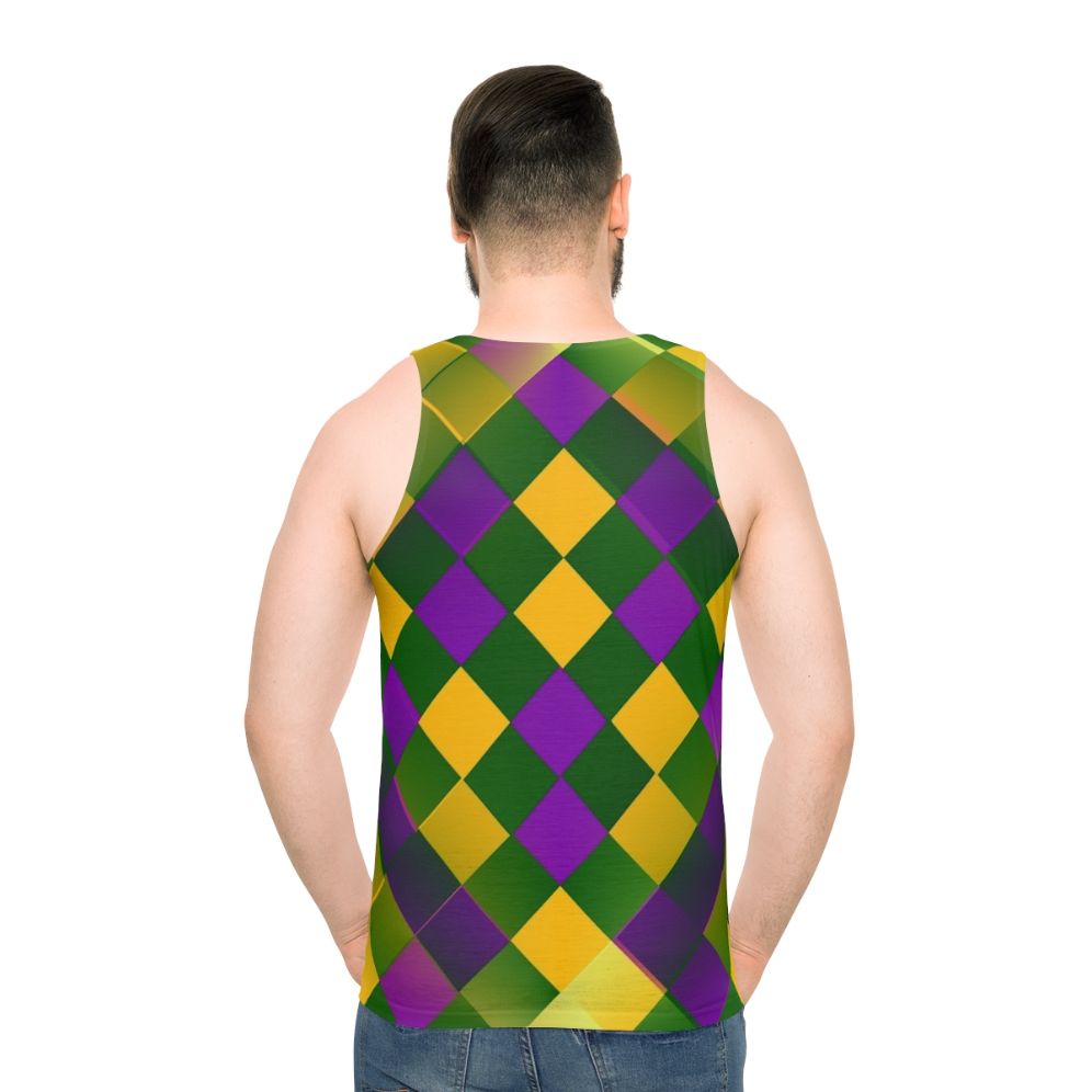 Harlequin patterned unisex tank top for Mardi Gras and New Orleans carnival