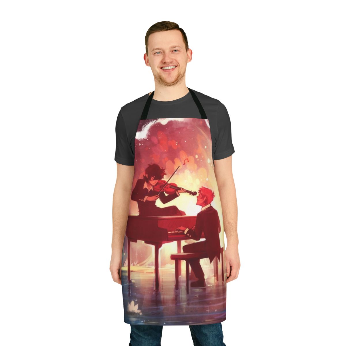Apron featuring a beautiful symphony design, perfect for musicians and artists