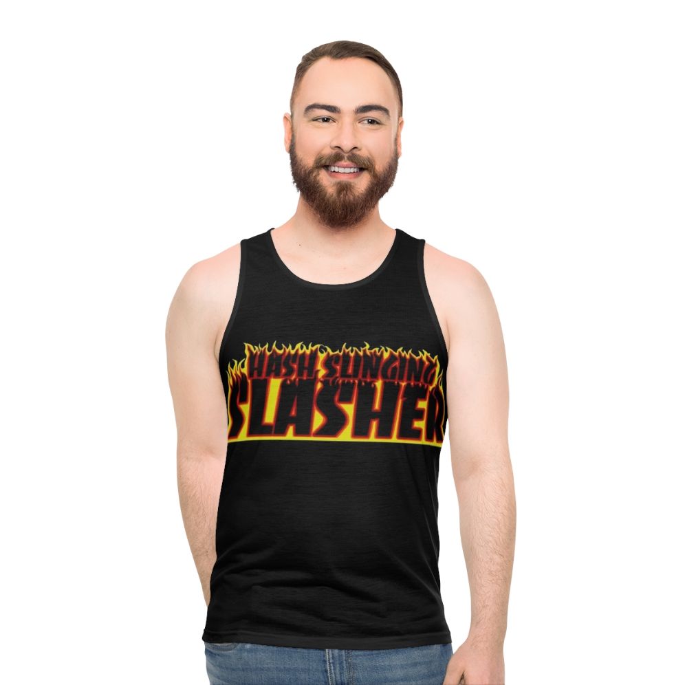 Spongebob-inspired "Hash Slinging Slasher" unisex tank top