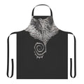 A black and white spiral yin yang apron perfect for haunt-themed cosplay and comic book superhero/anti-hero costumes.