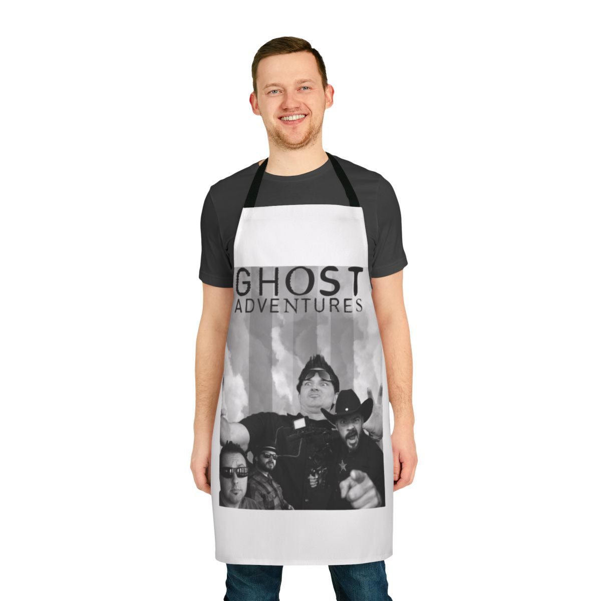 Ghost Adventures themed kitchen apron with Zac Bagans design