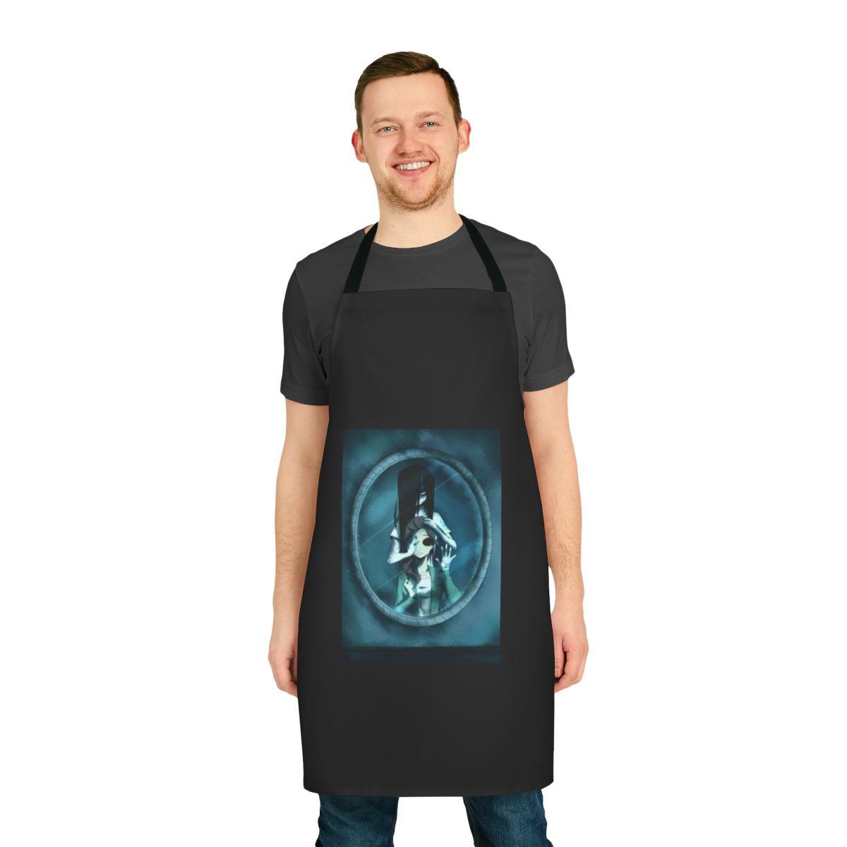 Haunting horror-themed apron with a supernatural, creepy design inspired by The Ring