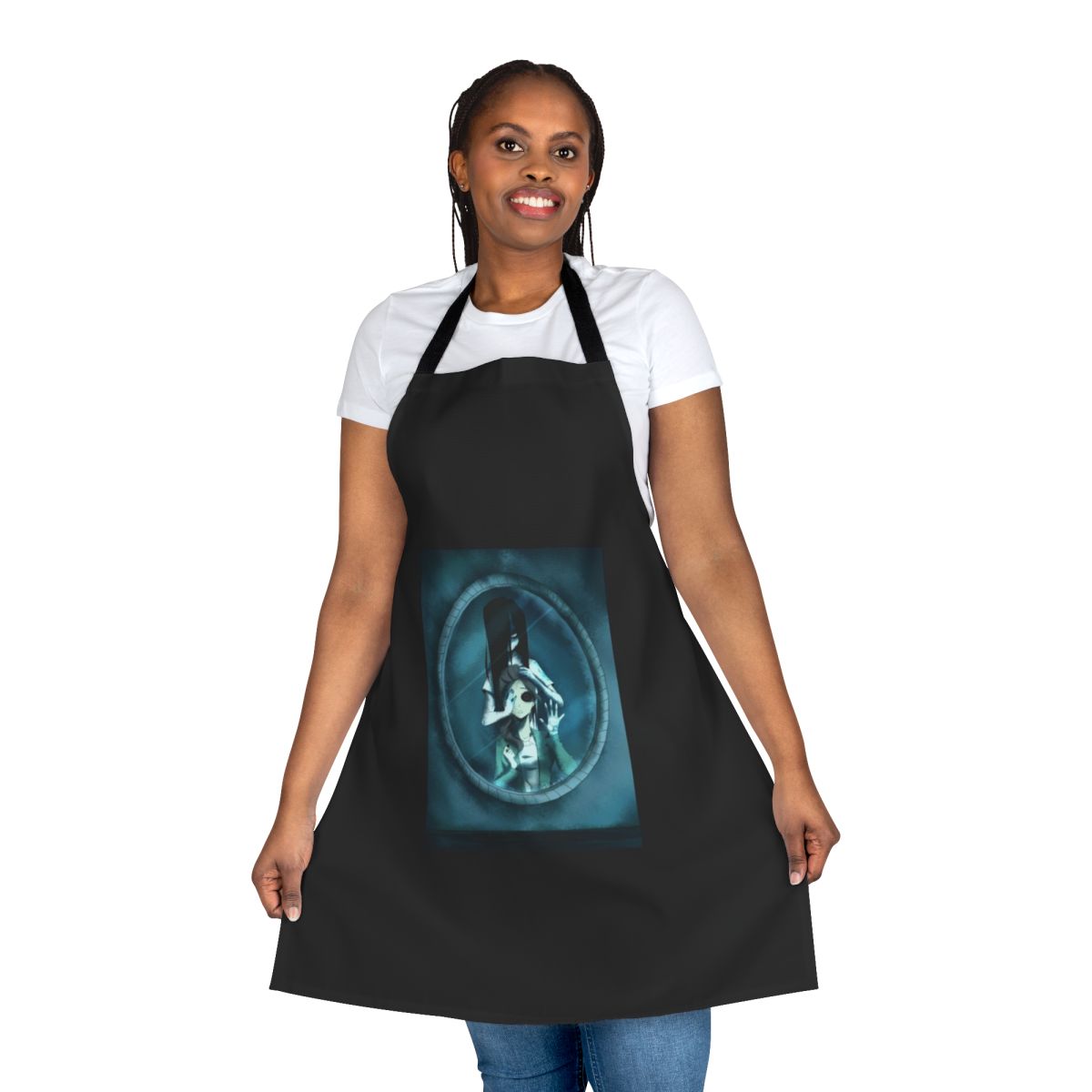 Haunting horror-themed apron with a supernatural, creepy design inspired by The Ring