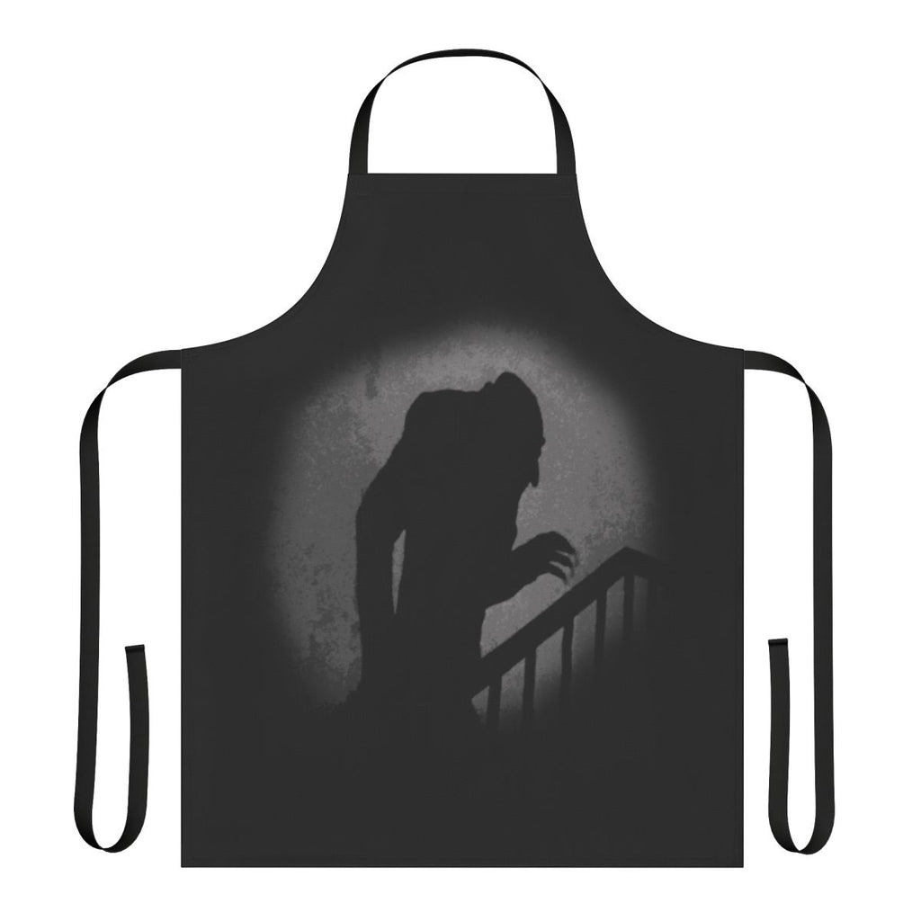Nosferatu silhouette design on a black apron, perfect for Halloween and horror enthusiasts
