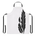 A black and white apron featuring a stylized hawk and moon design, inspired by the video game Destiny.