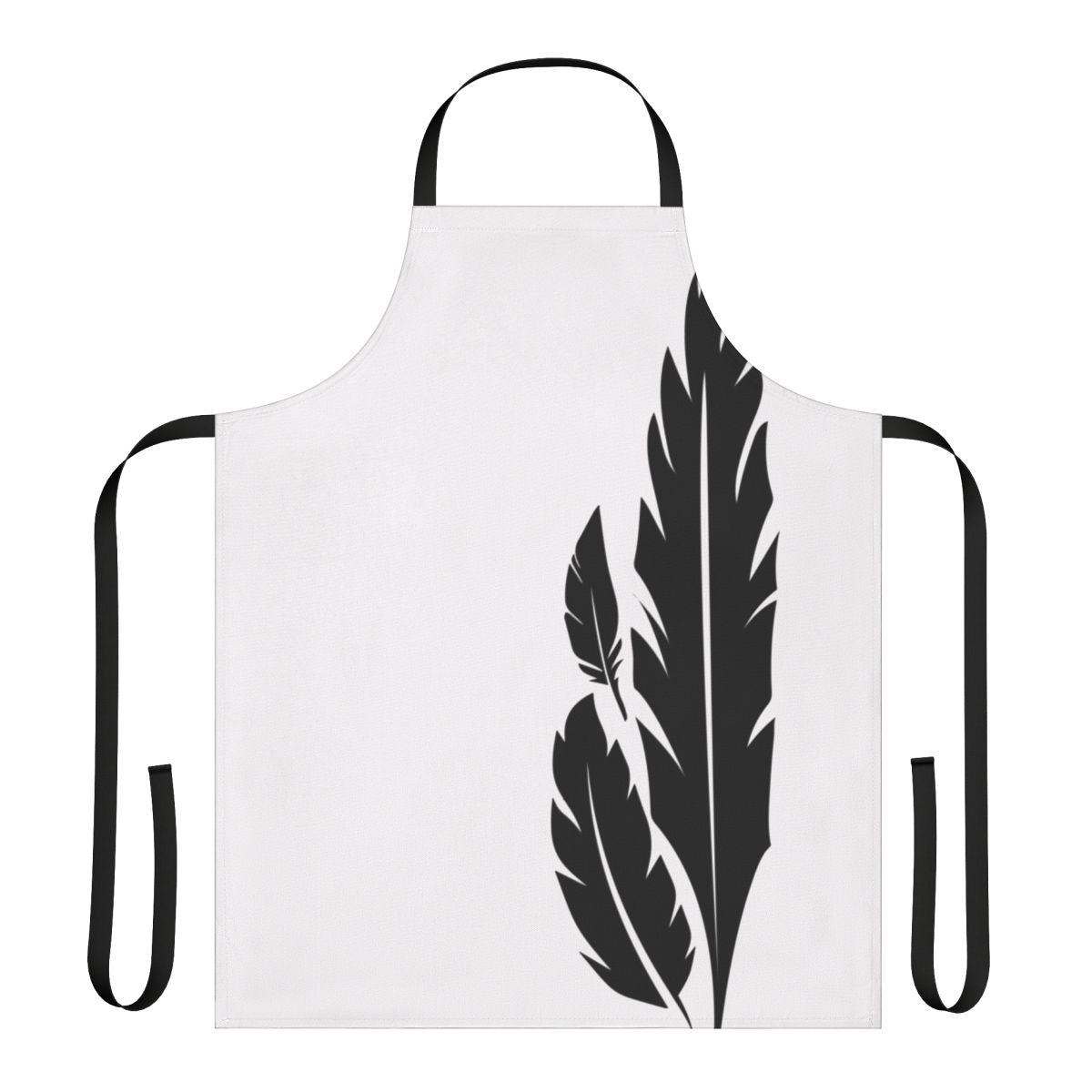 A black and white apron featuring a stylized hawk and moon design, inspired by the video game Destiny.