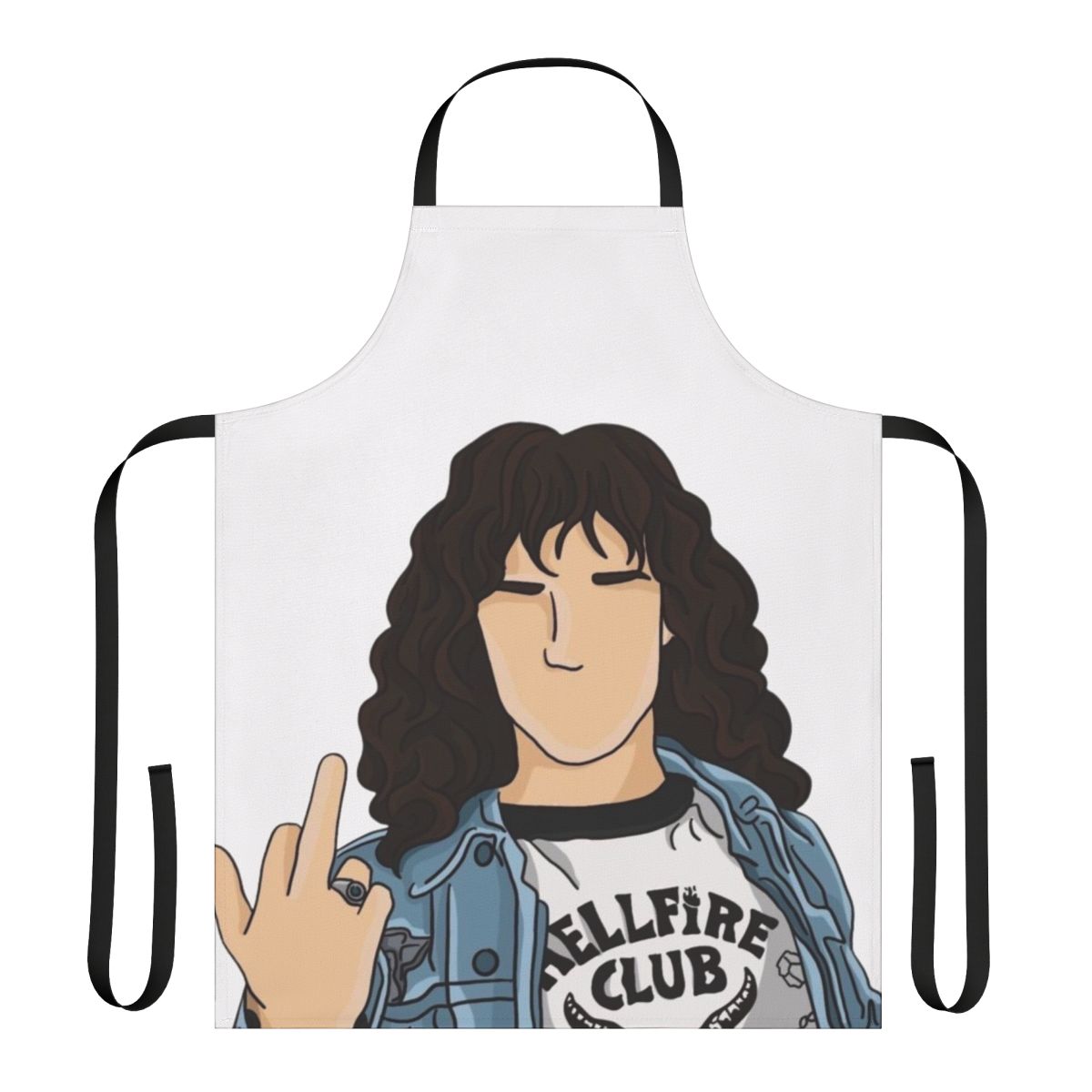 Stranger Things-themed apron featuring Eleven, the Upside Down, and other iconic elements from the Netflix series.