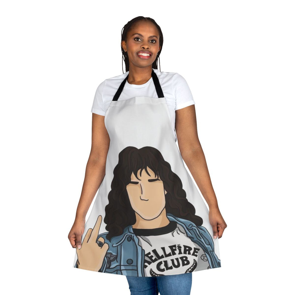 Stranger Things-themed apron featuring Eleven, the Upside Down, and other iconic elements from the Netflix series.