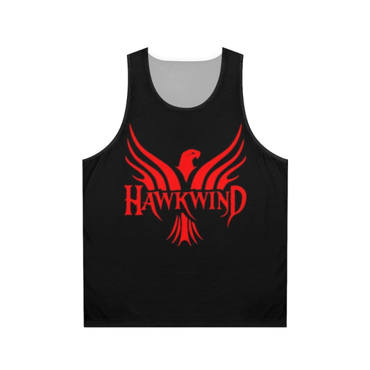 Unisex heavy metal band tank top with Hawkwind logo