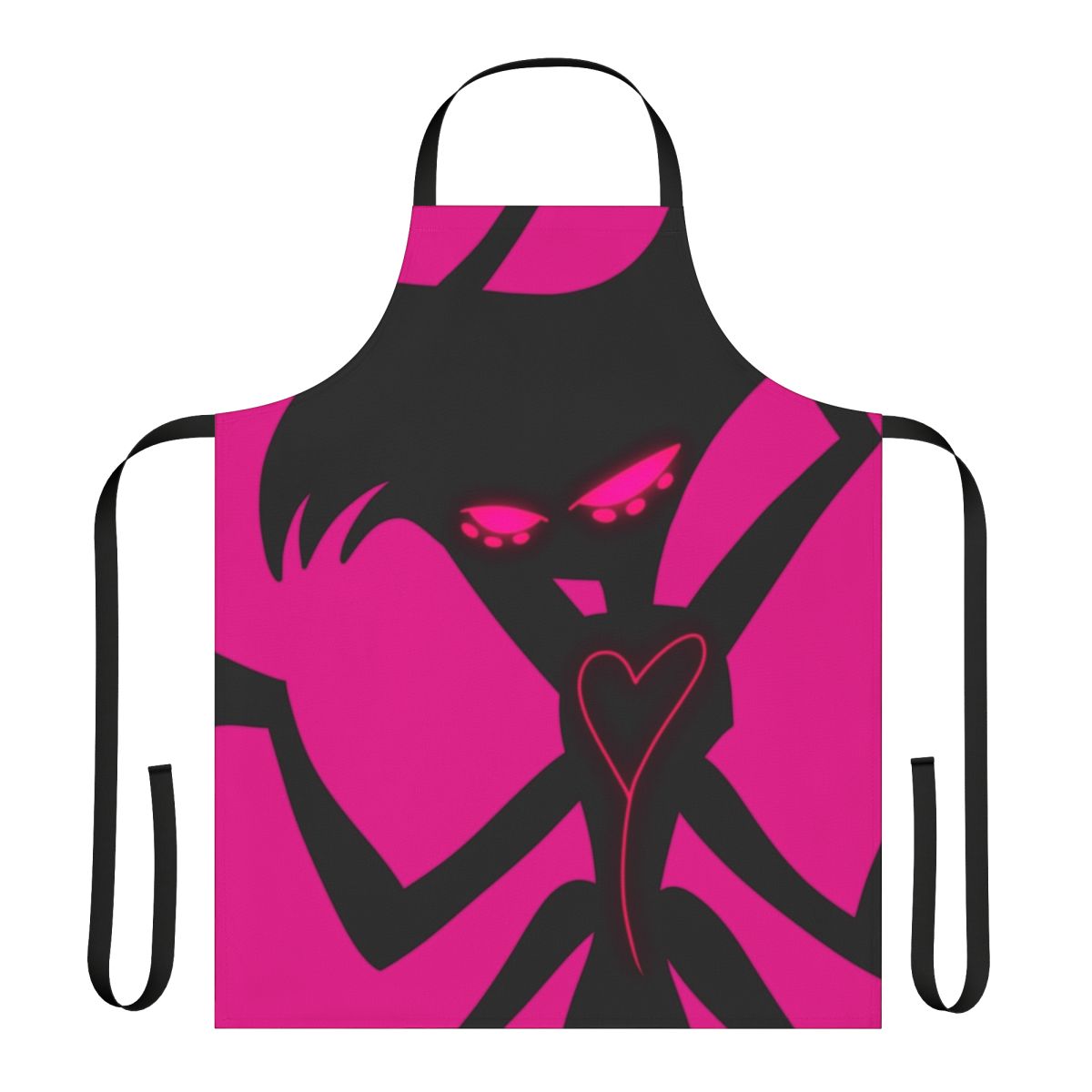 Hazbin Hotel Angel Dust Neon Apron with web and spiderweb graphics