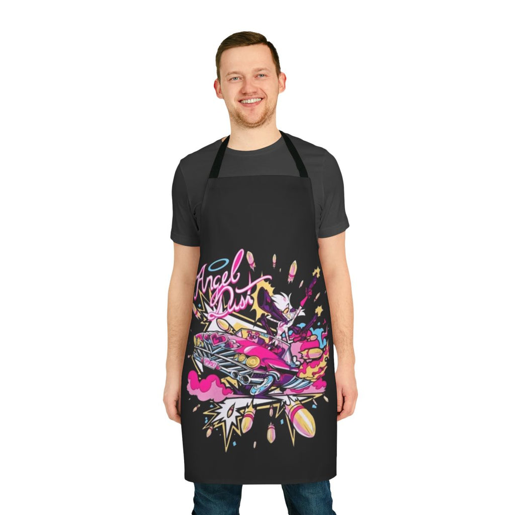 Hazbin Hotel Angel Dust themed apron with exclusive fan art design