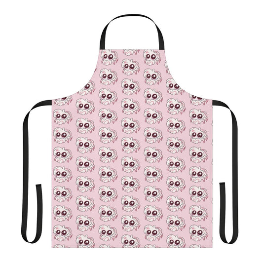 Hazbin Hotel-inspired illustration of Alastor and Angel Dust characters on an apron