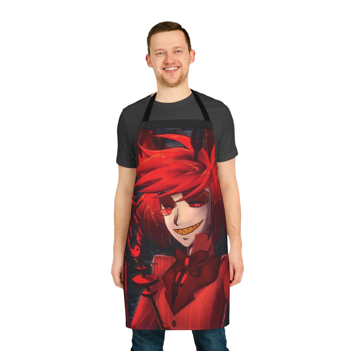 Hazbin Hotel Alastor themed apron with radio demon design