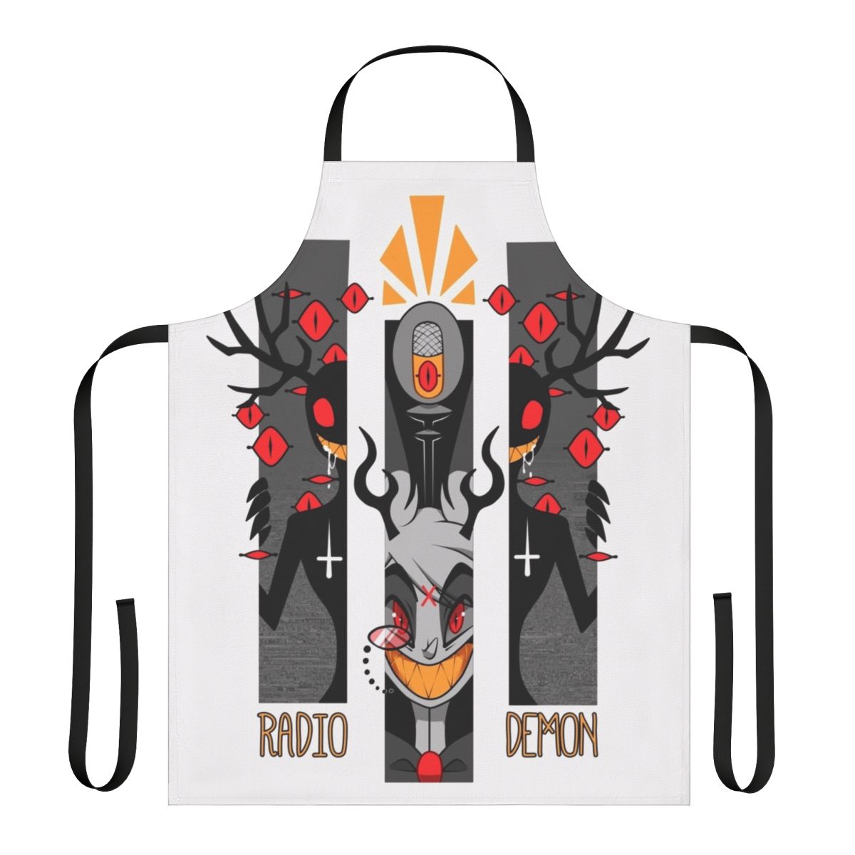 Hazbin Hotel inspired dark apron with evil design