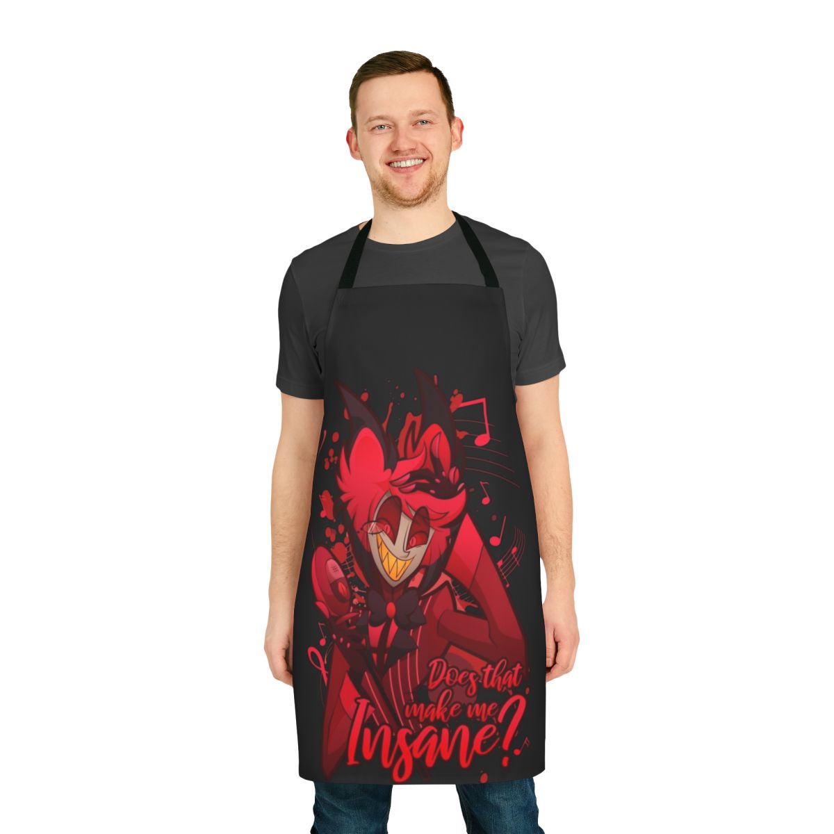 Hazbin Hotel inspired apron featuring Alastor the Radio Demon