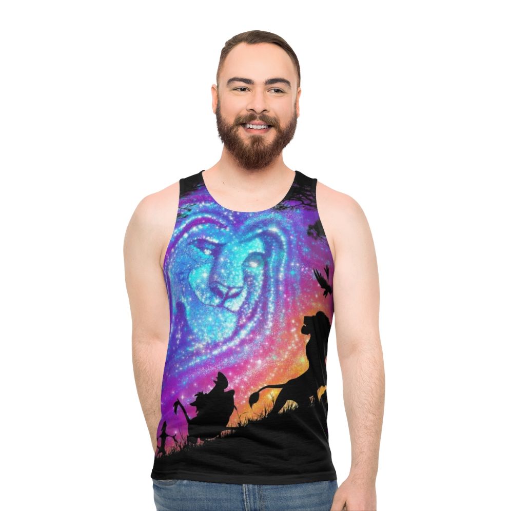 Unisex tank top with 'He Lives In You' design inspired by The Lion King