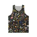 Unisex tank top with floral digital art design