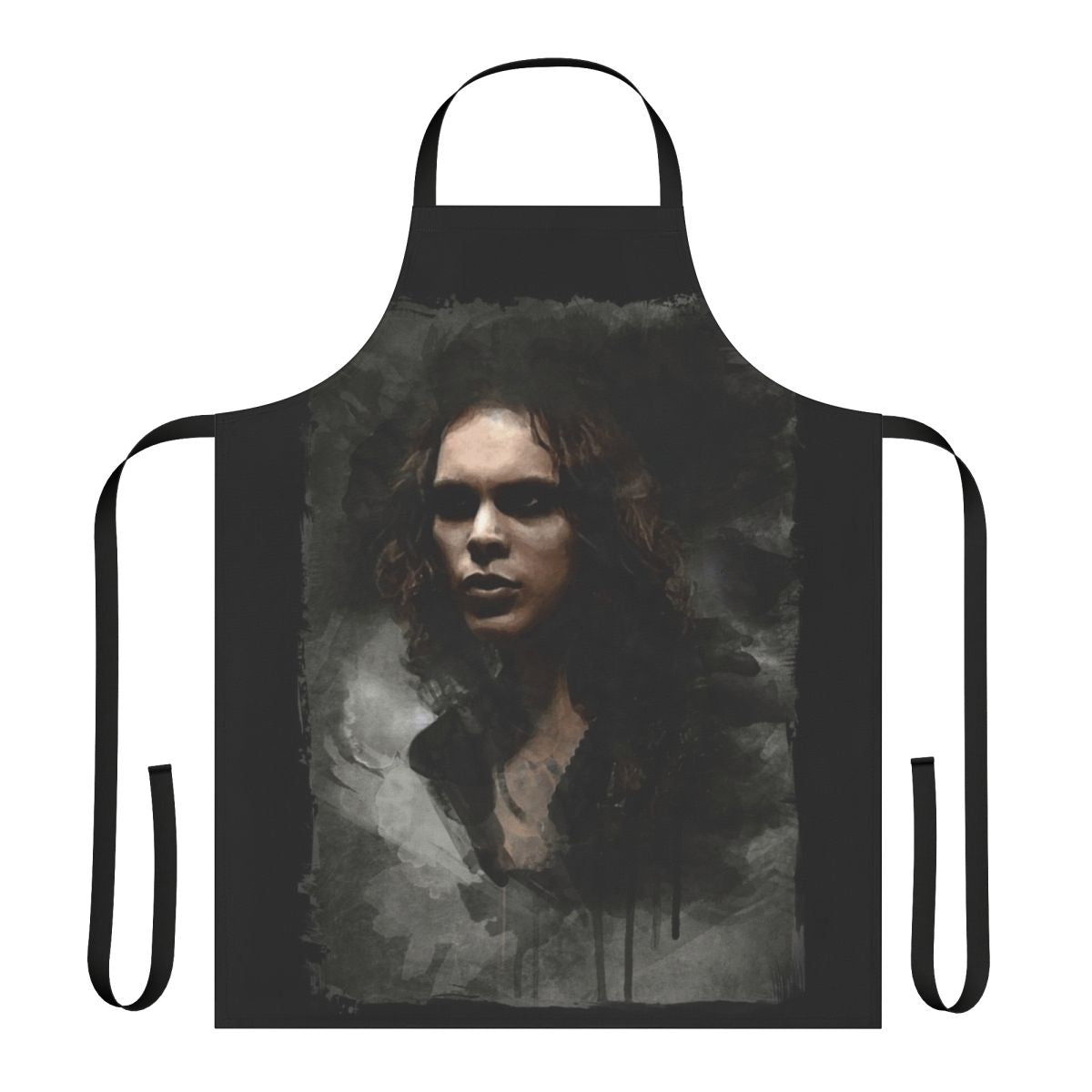 A watercolor-style apron featuring the iconic heartagram logo, a symbol associated with the band HIM and its frontman Ville Valo.