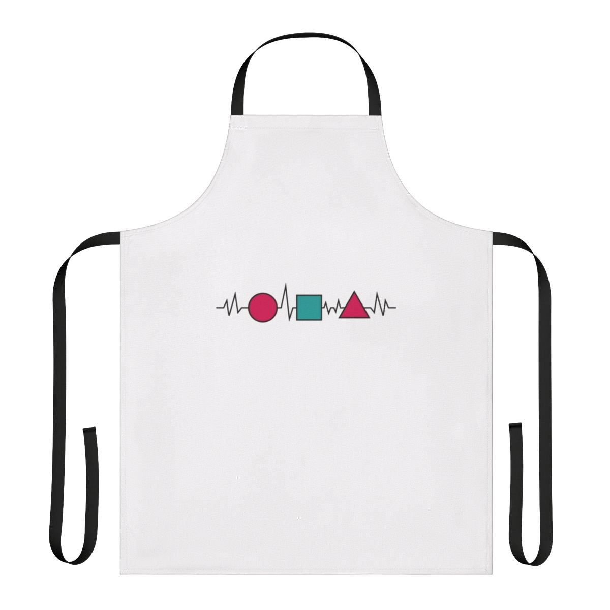 Heartbeat inspired Squid Game apron with red and blue colors