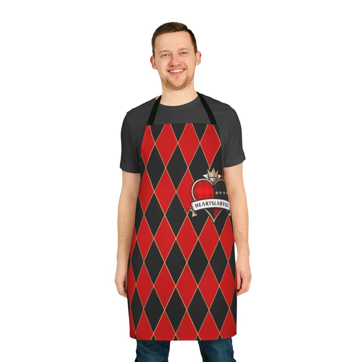 Heartslabyul-inspired apron with Twisted Wonderland character designs