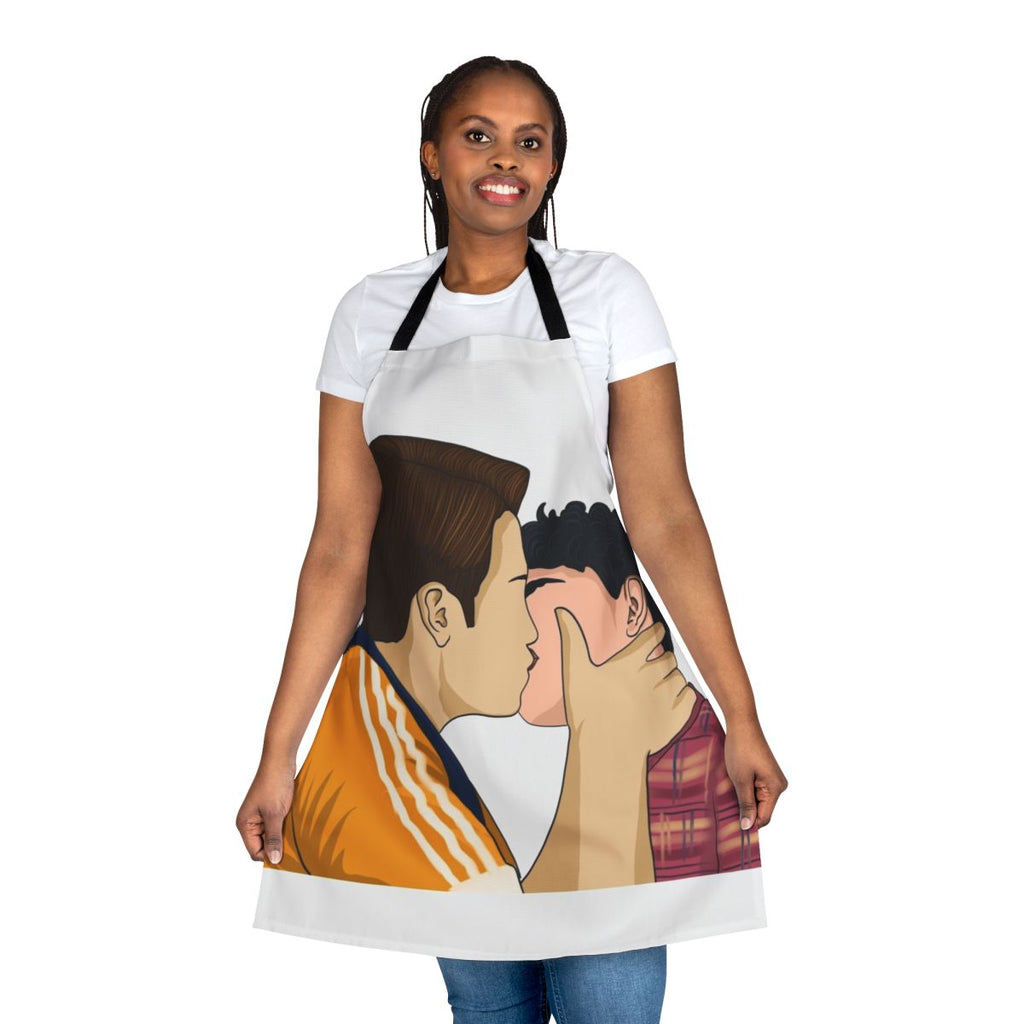 Heartstopper-inspired apron featuring Nick and Charlie characters