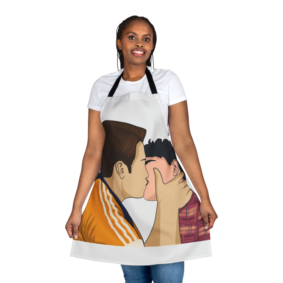 Heartstopper-inspired apron featuring Nick and Charlie characters
