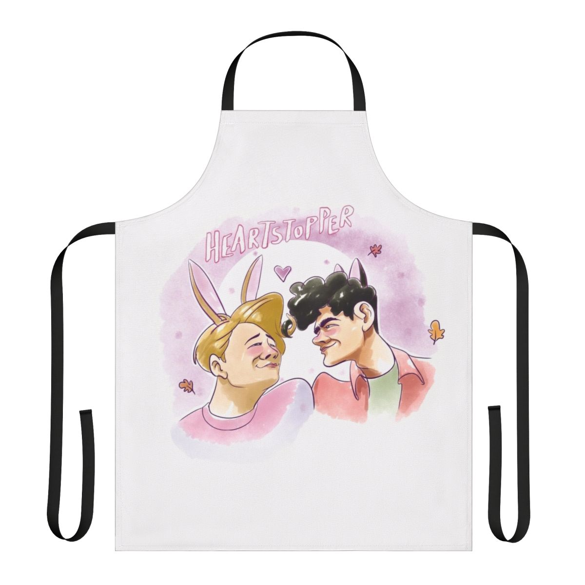 Heartstopper-inspired apron with floral and heart design