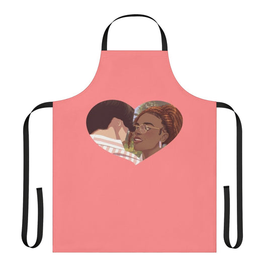 Heartstopper inspired apron featuring the characters Elle Argent and Tao Xu