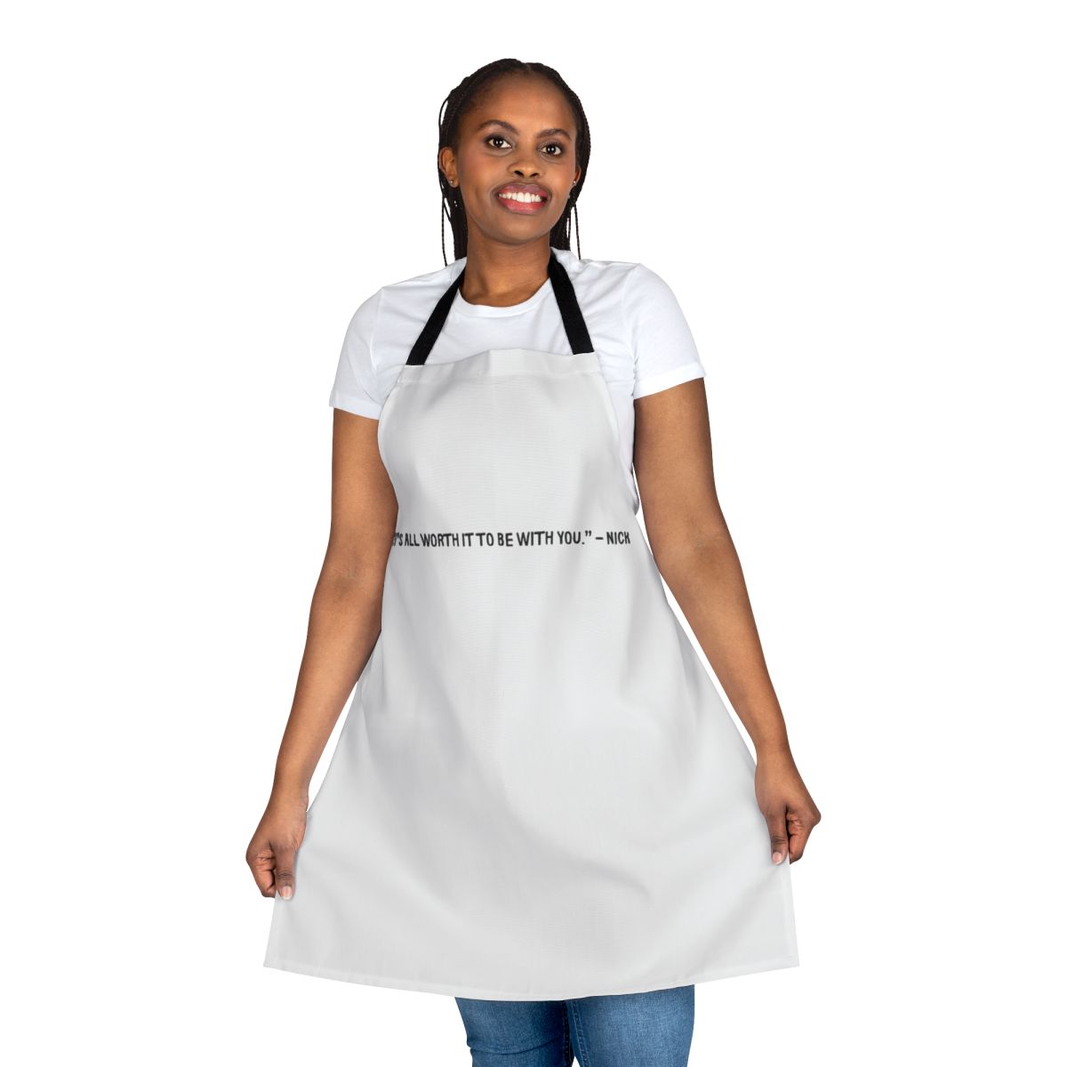 Heartstopper inspired apron with a minimalist fan art design featuring the main characters Charlie Spring and Nick Nelson.