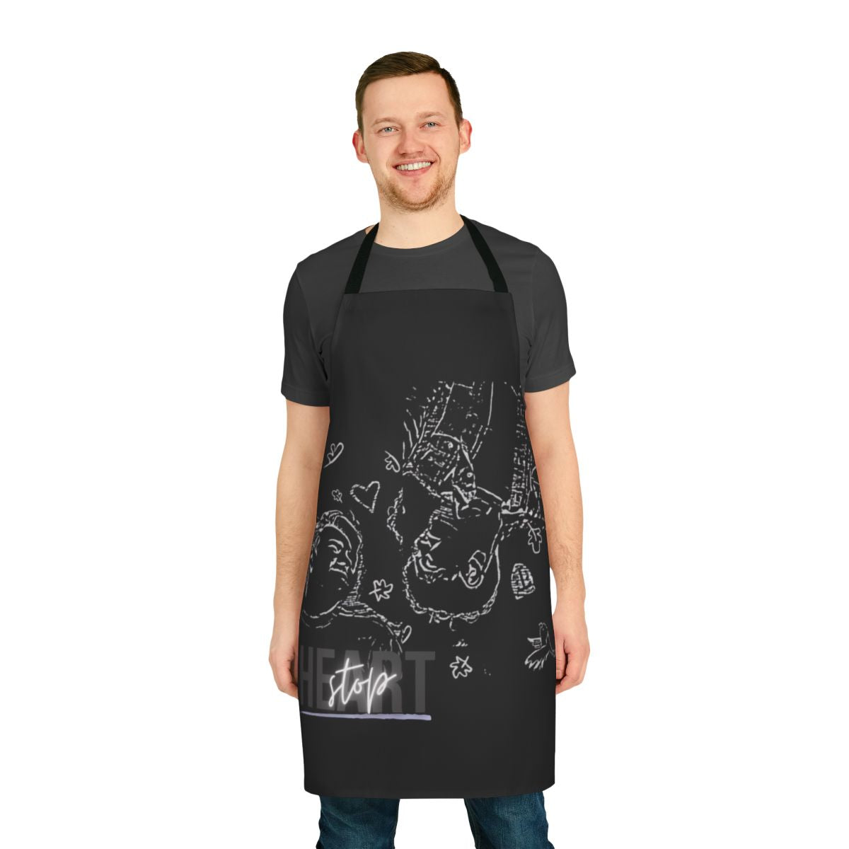 Heartstopper inspired apron with LGBT pride colors and floral spring design