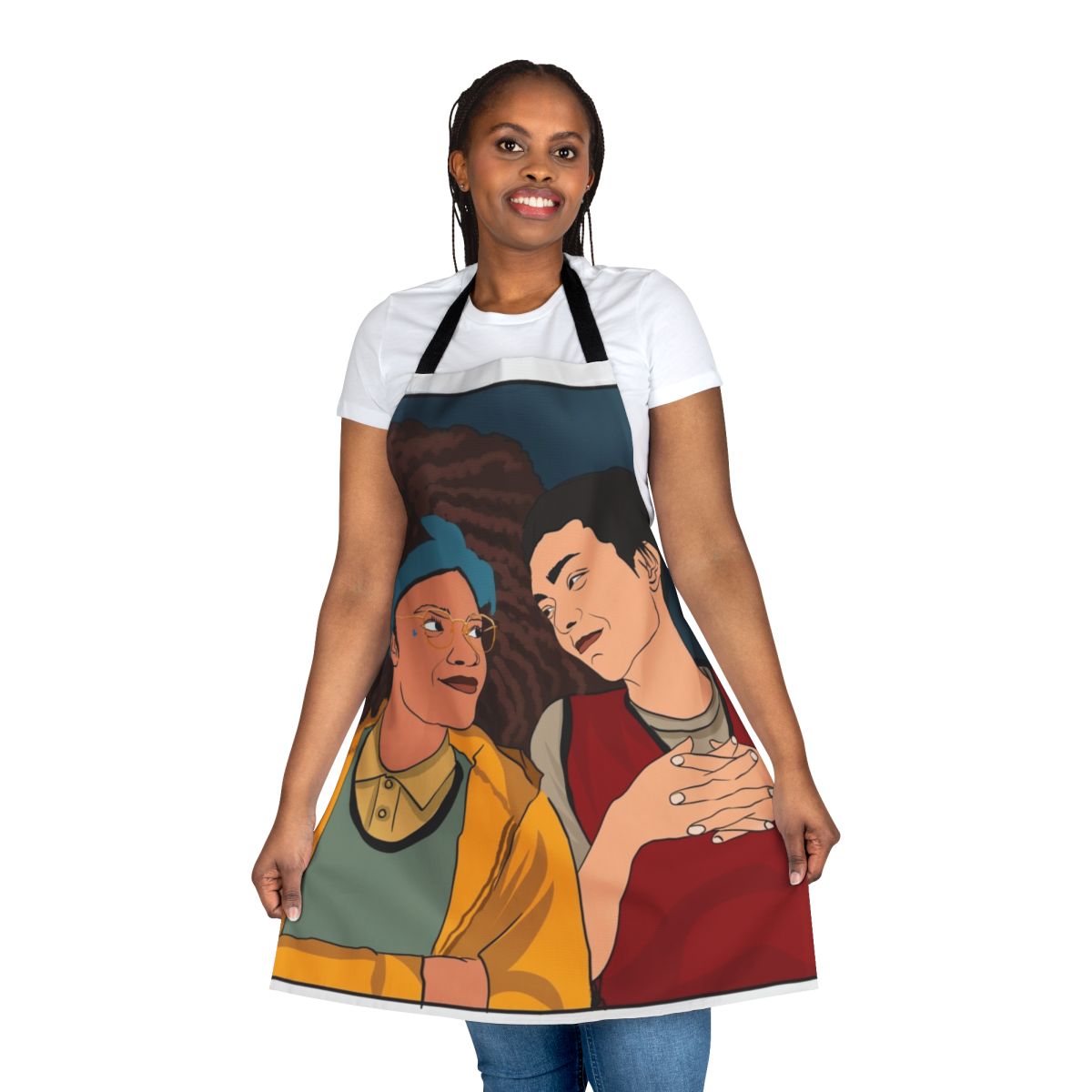 Heartstopper-inspired apron with characters Nick Nelson and Charlie Spring