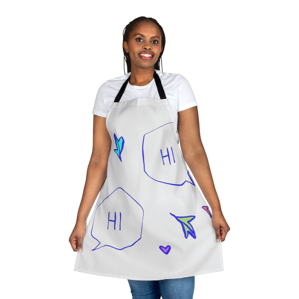 Heartstopper inspired apron featuring a simple and cute fanart design with the phrase "Hi"