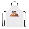 Heartstopper-inspired apron featuring characters Nick Nelson and Charlie Spring smiling