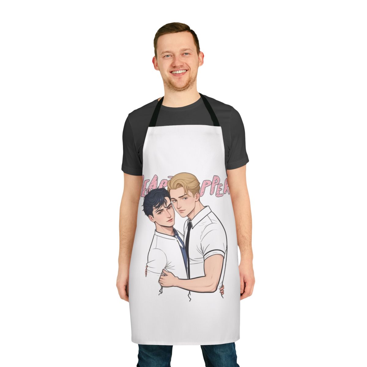 Heartstopper-inspired apron featuring Nick and Charlie from the Netflix series