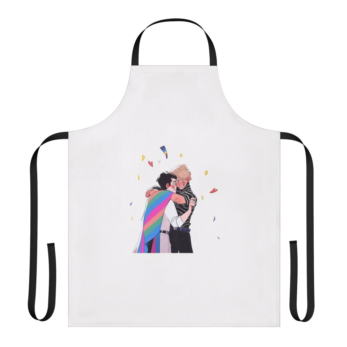 Heartstopper-themed cooking apron featuring fan-created artwork of the show's characters Nick and Charlie