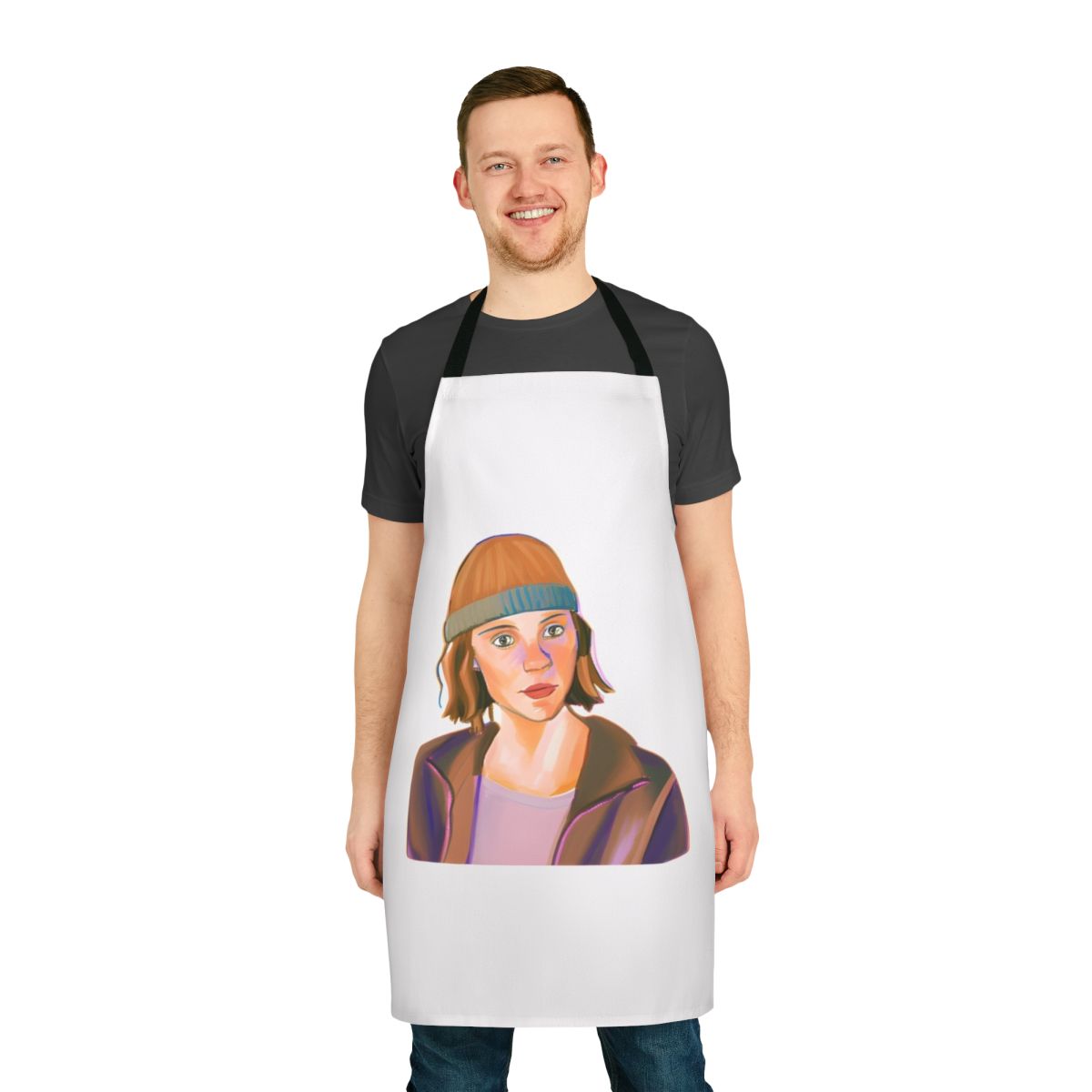 Heartstopper-inspired Darcy Olsson character design printed on a high-quality apron