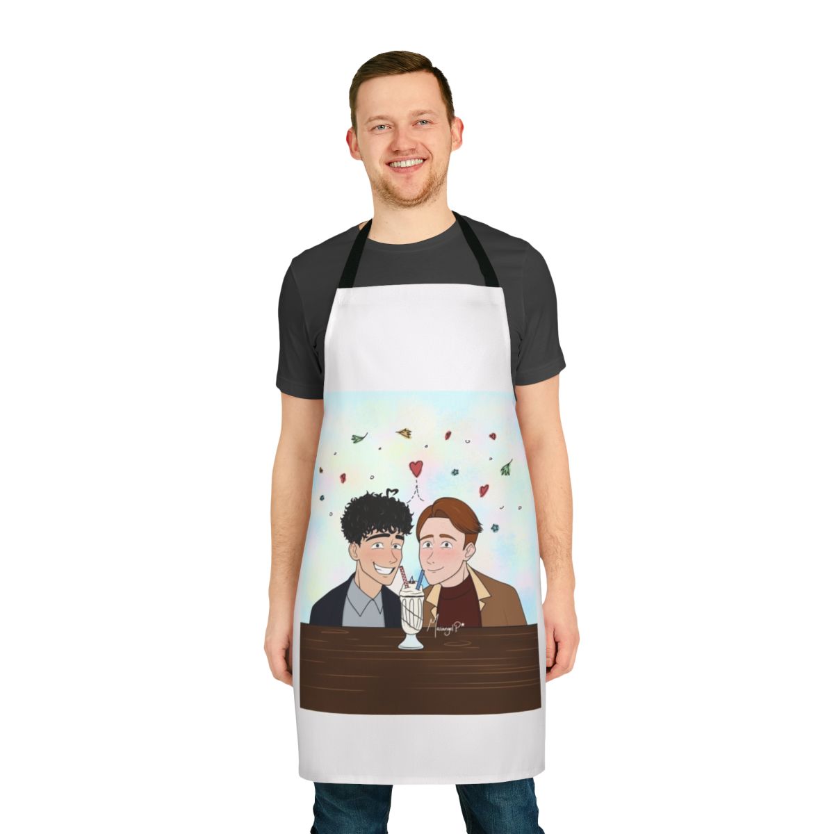 Heartstopper fanart design printed on a high-quality cooking apron