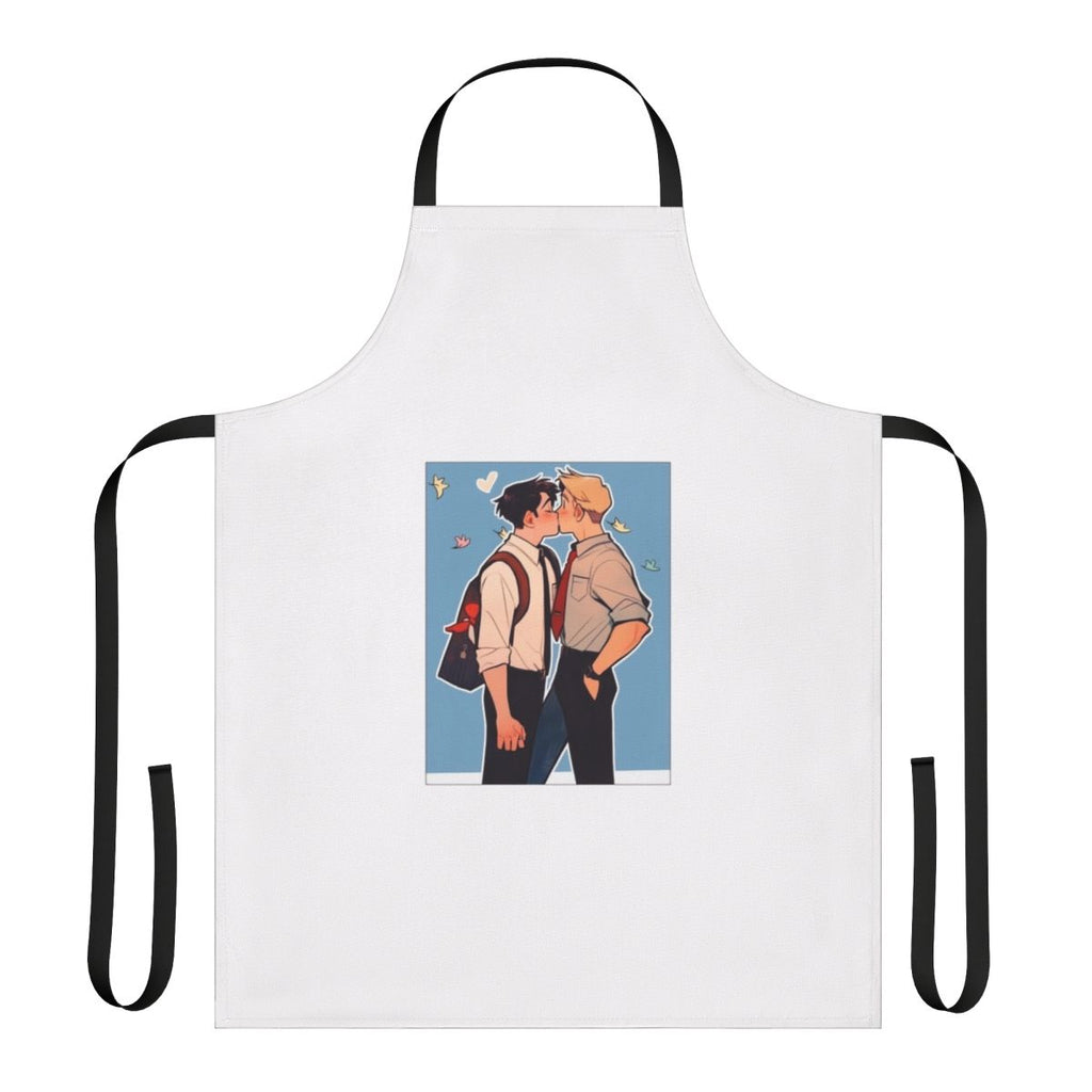 Heartstopper inspired apron featuring a fan-made design of Nick and Charlie from the Netflix series