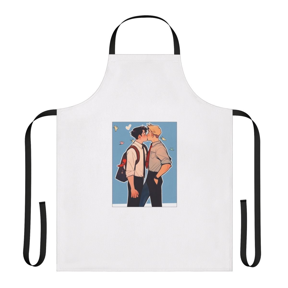 Heartstopper inspired apron featuring a fan-made design of Nick and Charlie from the Netflix series
