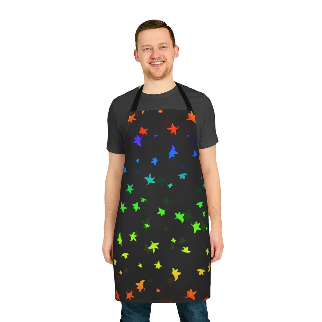 Heartstopper-inspired leaves pattern apron featuring Nick and Charlie