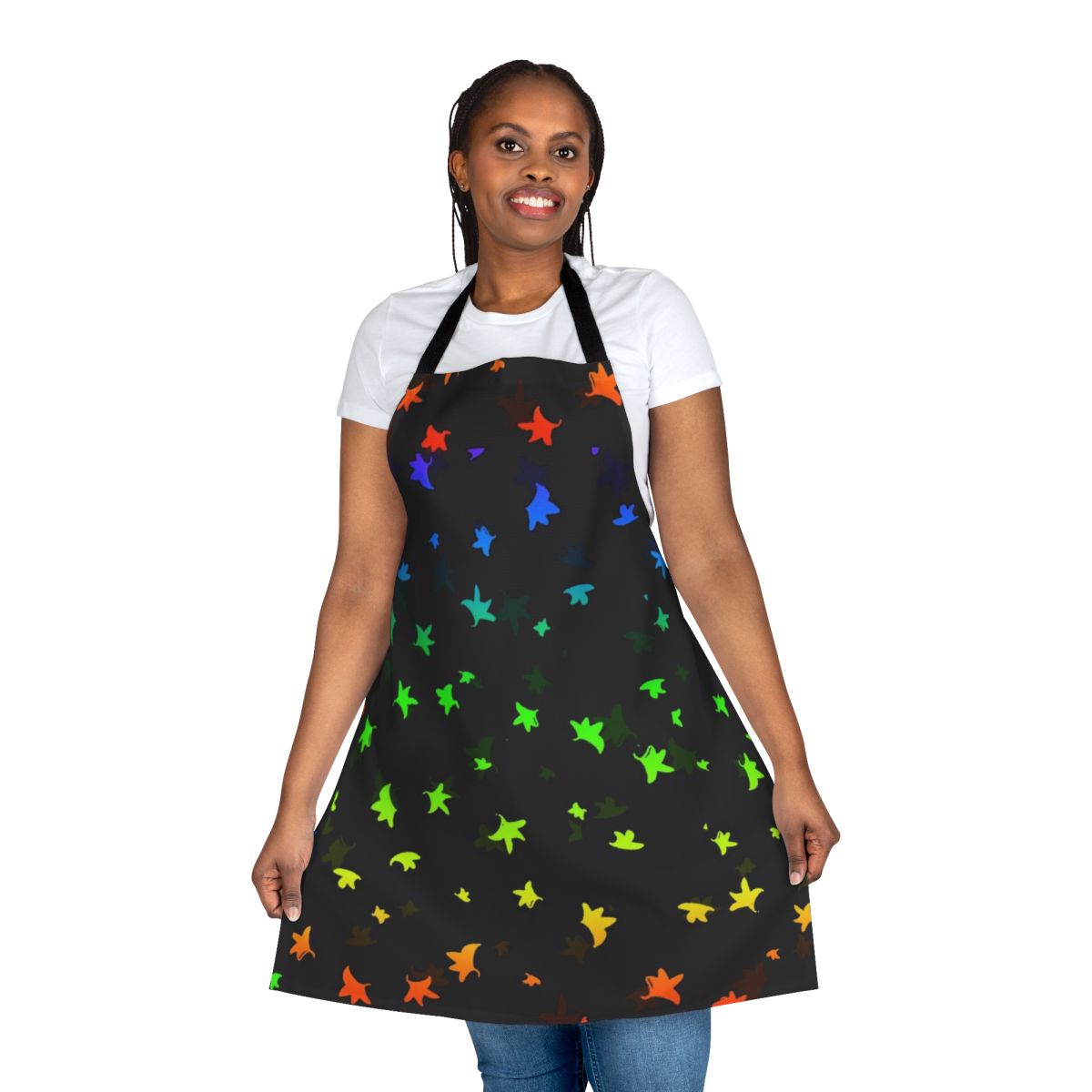 Heartstopper-inspired leaves pattern apron featuring Nick and Charlie