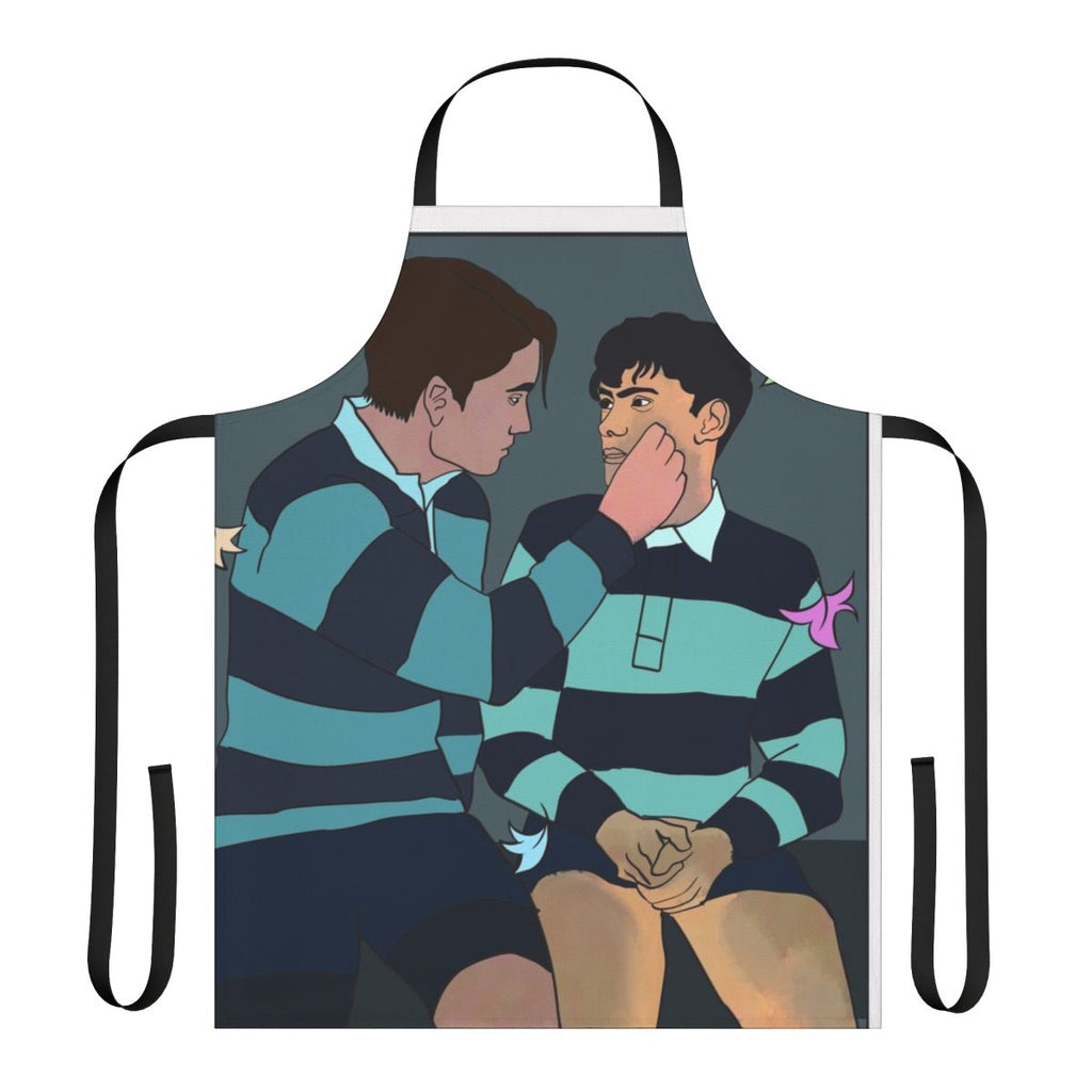 Heartstopper-themed apron featuring Nick Nelson and Charlie Spring, the main characters from the popular Netflix series.