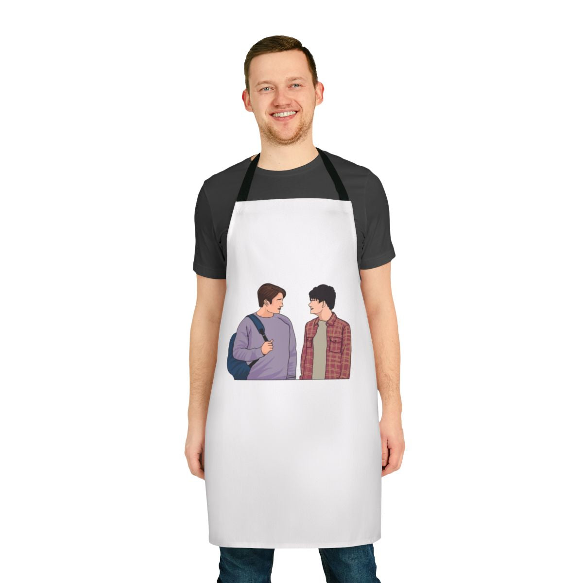 Heartstopper-inspired apron featuring Nick Nelson and Charlie Spring